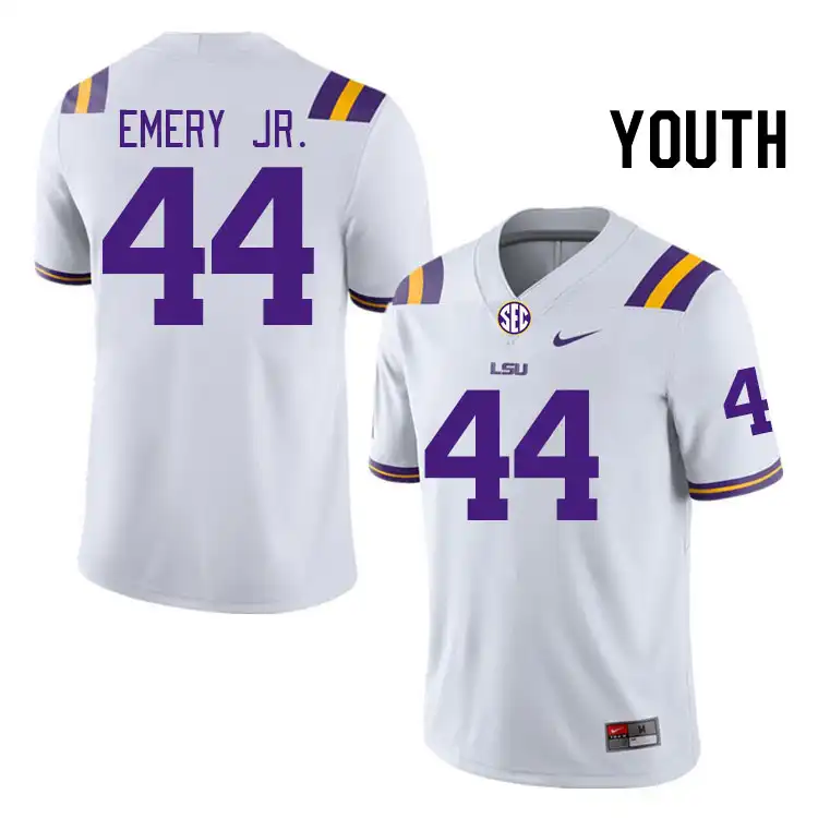 Youth LSU Tigers John Emery Jr. #44 White NCAA Football Jersey